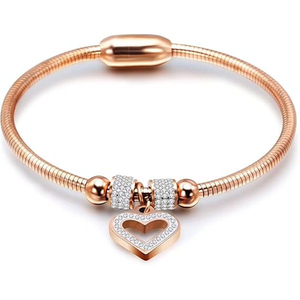 Jewelry Heart Charm Birthday Bracelet Stainless Steel Love Bangle Cuff Jewellery Bracelets for Women