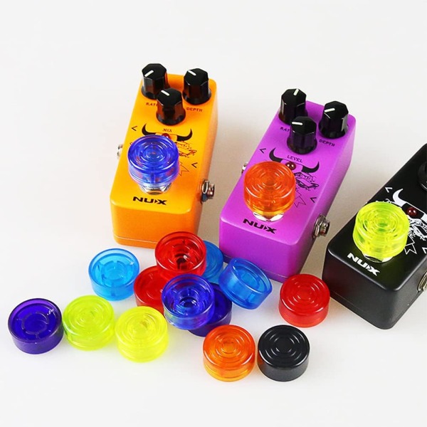 16 stk flerfarget fotbrytertopper, gitarfotspiker i plast, effektpedalbeskyttelseshette for gitartilbehør