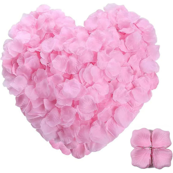 1000 stk Silke Kunstige Roseblader Til Bryllup Blomsterfest Romantisk Nattelykt Rosa Bd
