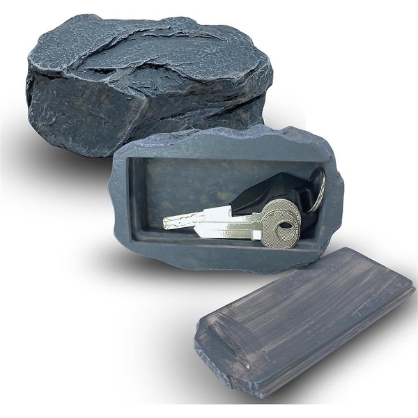 Rock piilotettu avainlaatikko ulkokäyttöön - turvallinen hartsivara-avaimen piilotin ulkopuutarhaan tai pihaan (kivityyli)