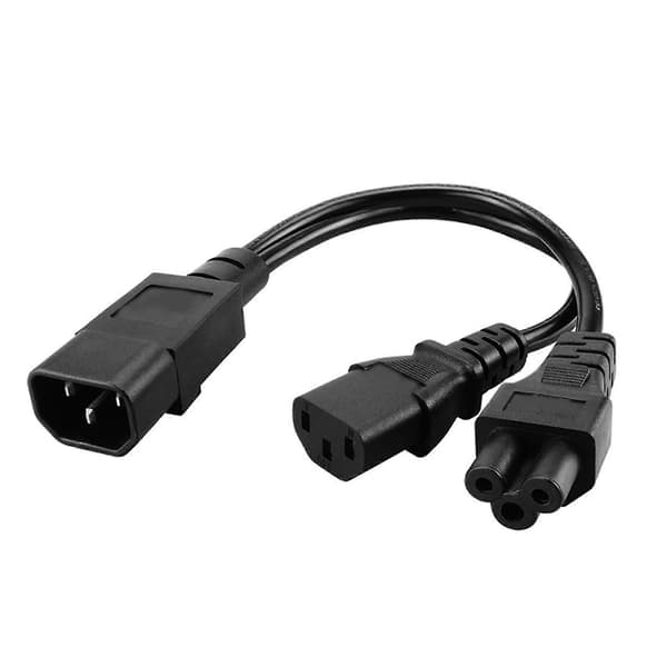 IEC320 C14 hanport forlængerstrømkabel 3-bens stik IEC320-C14 til C15+C13 konverteringsadapterkabel Multicolor