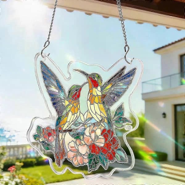 Vårfugler Glassmaleri Solfanger, DIY Vinduskunstpuslespill med Flere Design E