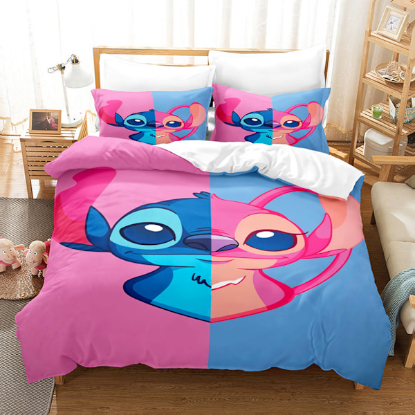 3D digitaltryck tredelad uppsättning söt tecknad Stitch Star och Baby täckeöverdrag 135*200 örngott 50*75*1