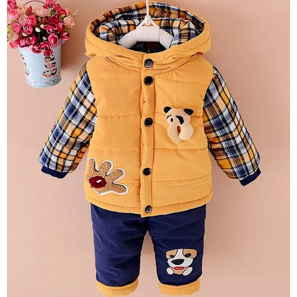 2024 Winter Autumn Boys Thick Velvet Sets Cotton Coat + Pants Children's Clothing