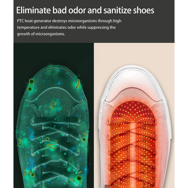 Elektrisk skotørker, skistøveltørker, sko- og støvelvarmer for å tørke svette sko og eliminere lukt, 3/6/9 timers timer Auto-off1stk-hvit Stcyv