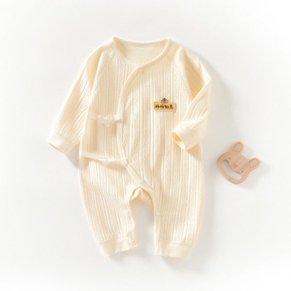 Vårogs høstbabyklær, sommerfuglklær, ren bomulls-jumpsuit uten bein, babyjumpsuit caqui ruyi amarillo 66