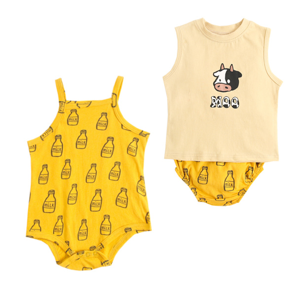 Sanlutoz - Linne bomullst-shirt för spädbarn, sommar, casual kläder, linnetryck BCS1035-R-MIX 2-3T
