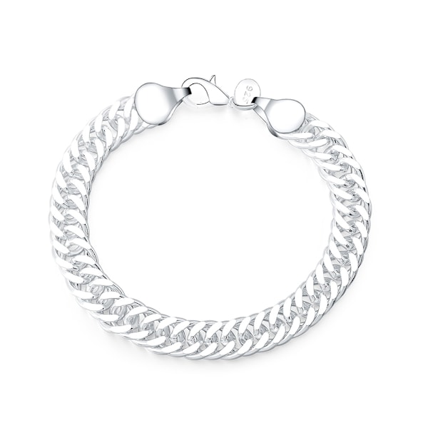 Äkta Kedje Armband för Kvinnor 100% 925 Sterling Silver 10MM Herrmode Smycken