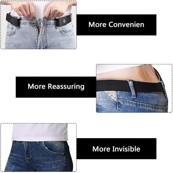 2 stk Elastiske Belter Uten Spenne for Jeans - Stretchbelte