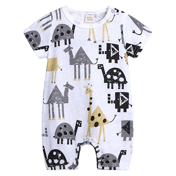 Nyfödd Baby Kortärmad Romper i Bambu Bomull Andningsbar Jumpsuit Cartoon Spädbarnskläder 3 12-18m