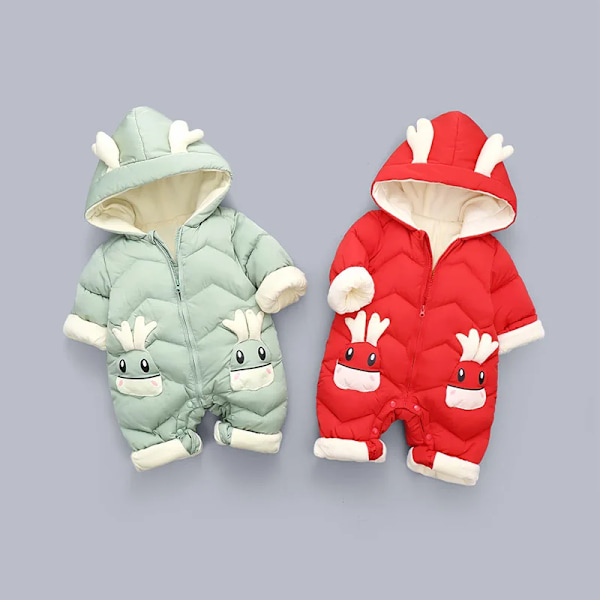 Vinterklær for nyfødte 0-3 år Fløyels Snowsuit Jumpsuit Tykk Babyjakke Rojo 6 meses