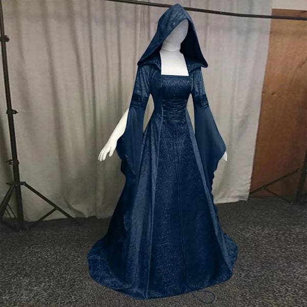 Goottilainen Huppupuku Morsiuspuku Cosplay Halloween Azul marino XL