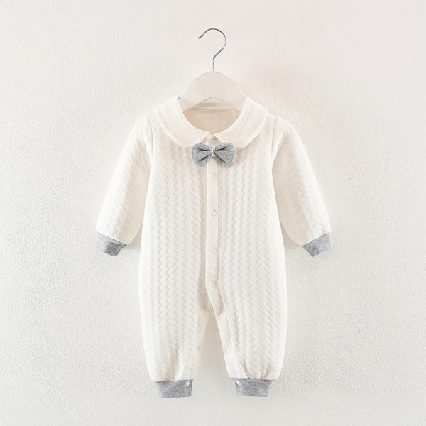 Nyfødt babygutt klær bomullssett gentleman dress komfortabel baby jumpsuit myk nyfødt romper nyfødt body 0-18 måneder 23 White 3M