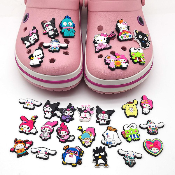 30 stk Cute Kuromi My Melody Keroppi Cinnamoroll Sko Charms Til Crocs Clog Sandaler Dekoration Accessories Gaver