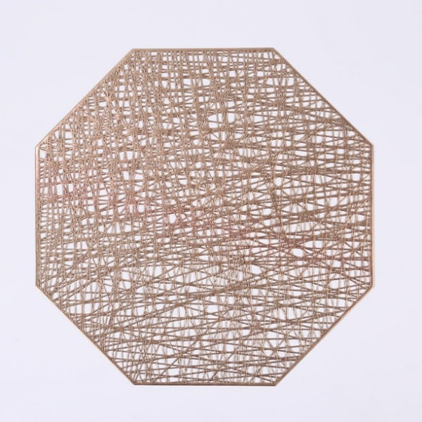 Åttakantiga bordstabletter Ihåliga mattor Vinyl Halkfri värmeisolering köksbordsmattor (Octagonal Rose Gold, 6st)