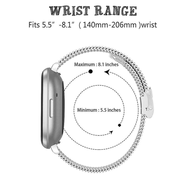 For Fitbit Versa 4/Sense 2 klokkerem i rustfritt stål Milanese Smart Band-urreim
