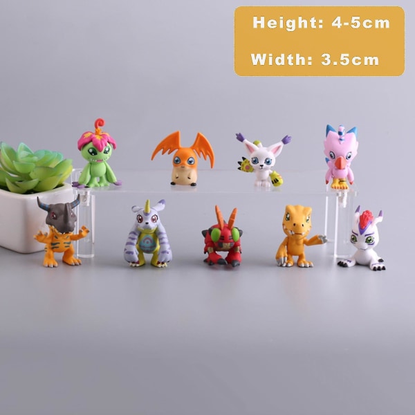 9-pack Digital Monster Äventyr Agumon Gabumon Mini Pvc Figurer Set Digimon Leksaker 1,6-2 tum lång
