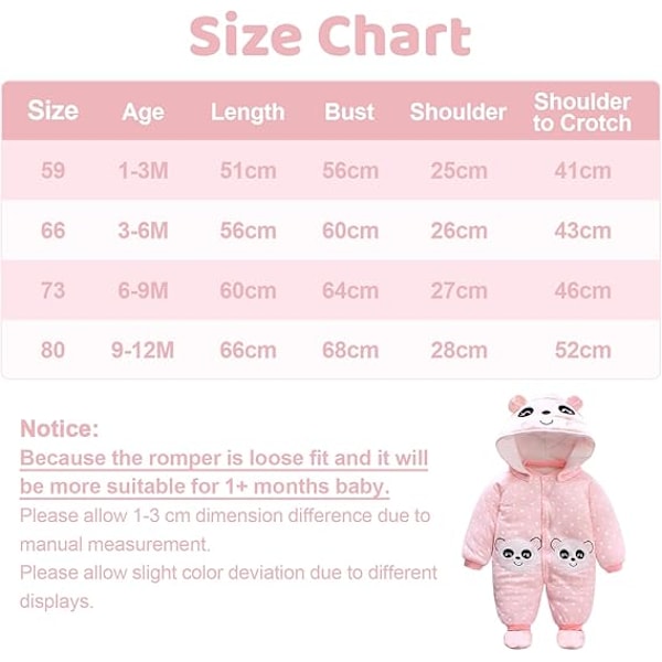 Minizone Baby Romper Vinter Sne-dragt Drenge Piger Bomuld Aftagelig Hætte Frakke Langærmet Dinosaur Kostume Jumpsuits Gave 0-12 Måneder Pink 3M