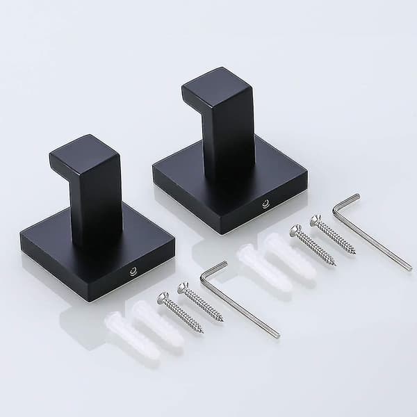 Bathroom Coat Hook, Wall Hook, Garage, Stainless Steel, Towel/Robe Hook, 2-Pack, Black