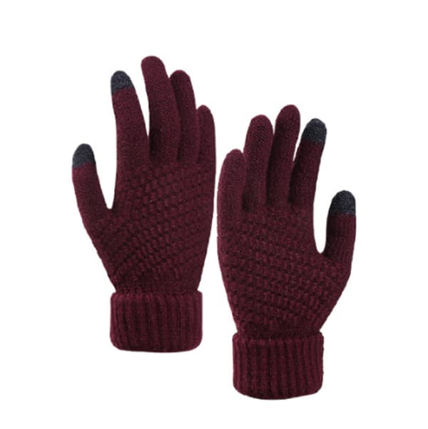 Stickad mössa vintermössa halsduk set stickad fleece tofs pekskärm