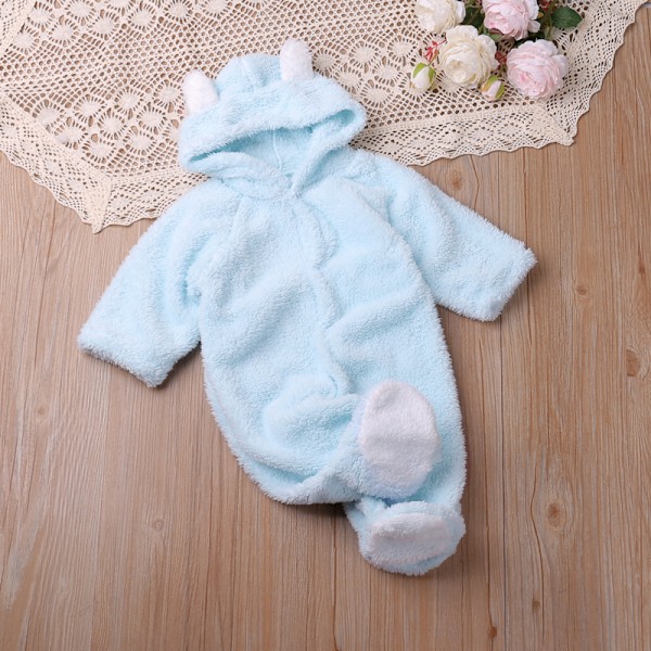 Humor Bear Baby Rompers med Lange Ermer Tegneserie Stil Spedbarns Jumpsuits Småbarn Babyklær Høst Vinter BA019 sky blue 3-6M