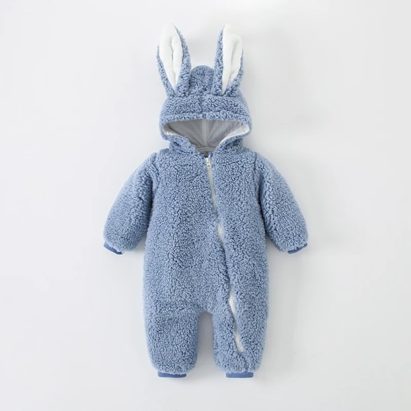 Nyfødt Baby Romper Kaninører Blød Baby Pige Jumpsuit Efterårs Tøj Sæt til 0-12 Måneder Skyblue 9-12m