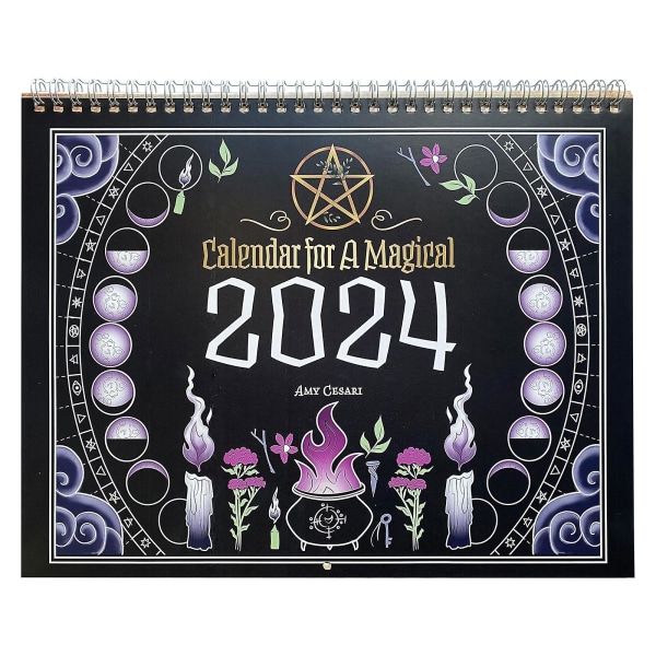 Kalender for et magisk 2024- Vægkalender, praktisk magi til hverdagen