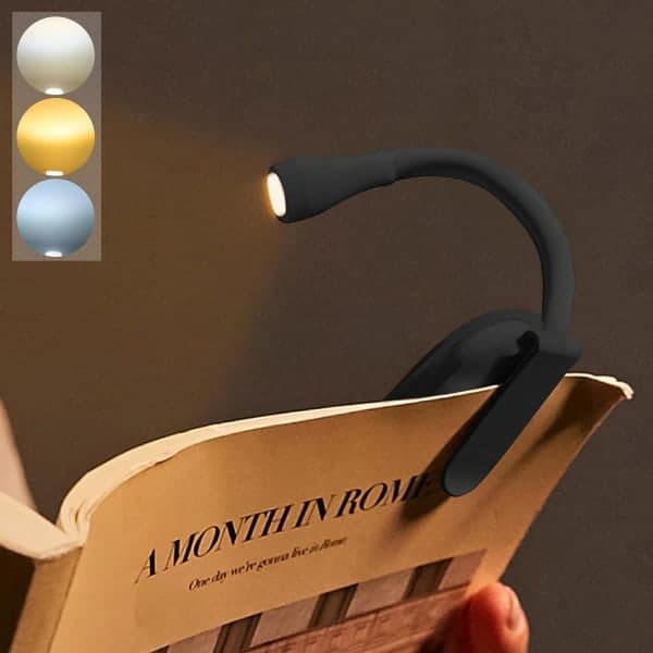 Book Light, Rechargeable Clip-on Reading Light, Adjustable Brightness