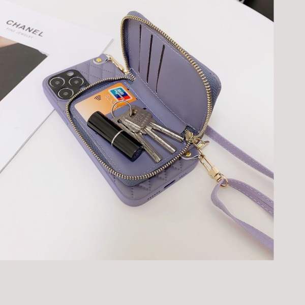 Crossbody Case Kompatibel med Iphone 14 Pro Max/14 Pro, Pu Läder Handväska Handväska Cover Med Korthållare Pink For iPhone 14 Pro Max