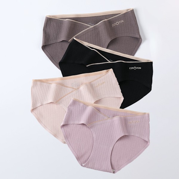 4-pack Sömlösa Bomullsunderkläder för Gravida Kvinnor Andningsbara Mammabyxor Bekväma Lågmidjade Byxor color 2 4pcs XL