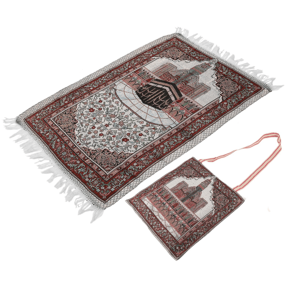 Muslimsk bønnematte Tykk pilegrimsteppe i bomull Muslimsk bønneteppe med tøypose for pilegrimsreise