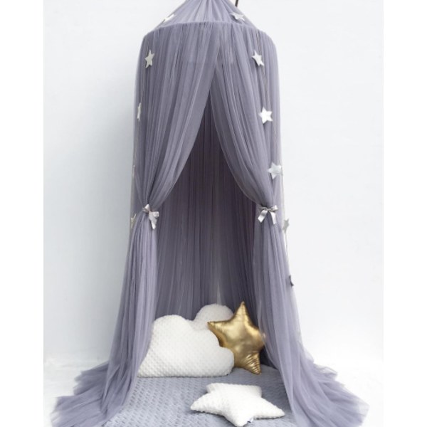 Hengende myggnetting for baby seng dekorasjon, sengehimmel gardiner for soverom, lekehus, barnerom gray