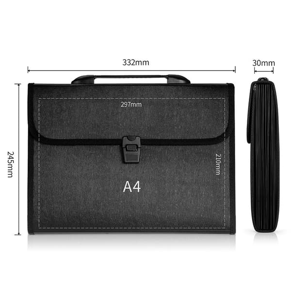 Blå A4 dokumentsorteringsboks med 12 rum, organizer med låg