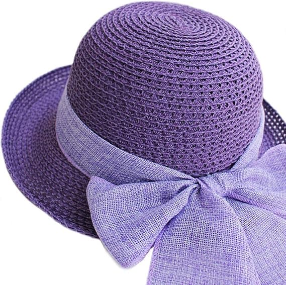 Solhat Foldbar Hat til Dame Kvinder Sommer Solhat Rullet Kant Strand Solhat Lilla