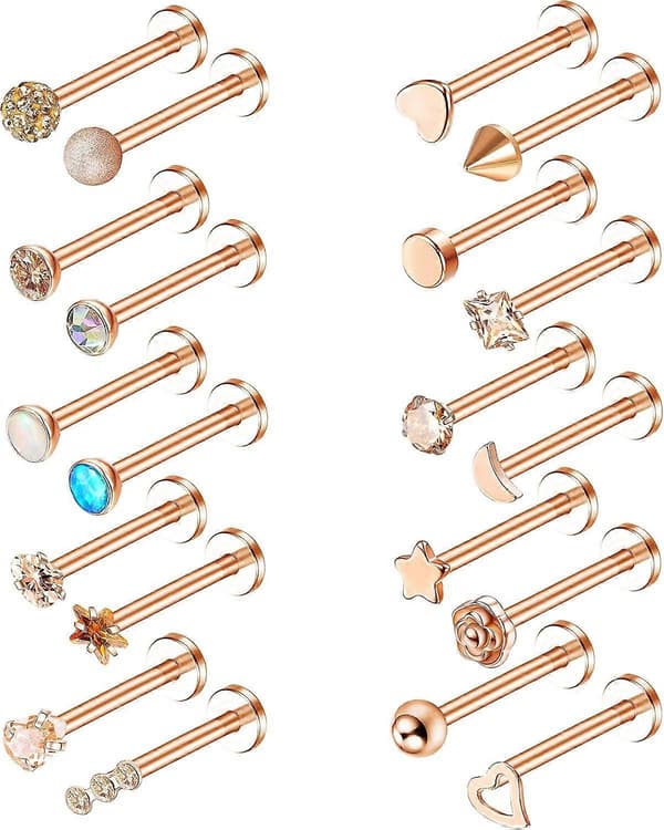 16G rustfrit stål Forward Helix Monroe Labret læbe næse studs til mænd kvinder Tragus brusk stud øreringe Cz kugler hjerte blomst Medusa piercinger 20