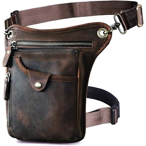 Menn Genuine Leather Messenger Skulderveske Midjeveske Pakke Dropp Benveske Motorsykkel 833