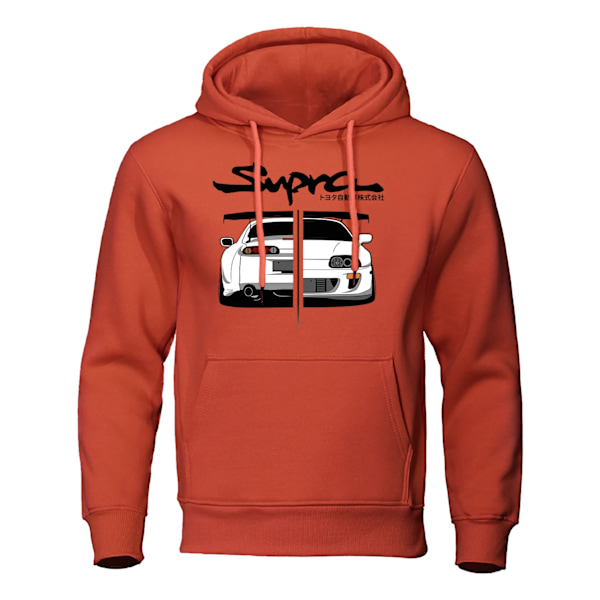 2023 Initial D Supra Hupparit Miehille ja Naisille Rento Pitkähihainen Löysä Urheiluhuippari JDM-Painatus Puloveri Orange XXL
