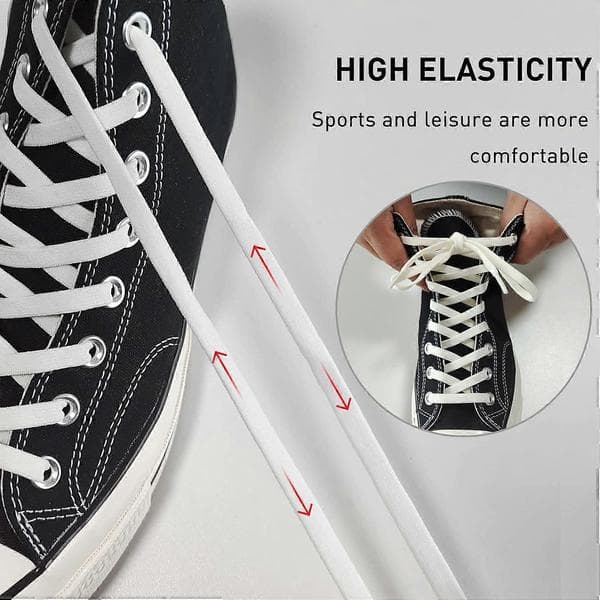 2 par 5/16\" brede elastiske snørebånd, erstatningssnørebånd til Converse High Tops