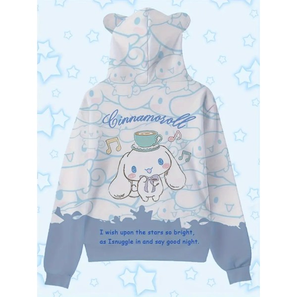Huppareita Piirretty Casual Neulotukan Pullover Taskuilla, Aikuisten Pitkähihainen Huppareita, Sopii Lahjoiksi Ja Kokoelmiin F white and blue M