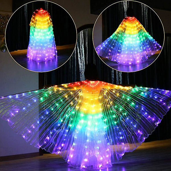 Isis Wings Led Belly Dance Wing Glow Light Up Wing Med Teleskopiska Pinnar, Prestandakläder Kostymer Karneval Halloween Scenrekvisita För Vuxna(colo Colorful