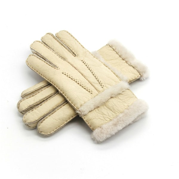 100% Sheepskin Winter Mittens Gloves For Women Men Genuine Cashmere Fur Warm Gloves Ladies Full Finger Genuine Leather BGE