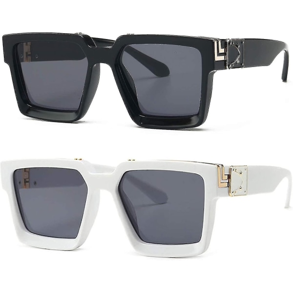 Christmas Retr Millionaire Solbriller med Rhinestones Vintage Flat Top Square Solbriller Kompatible menn og kvinner