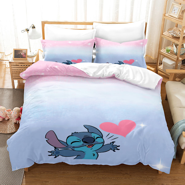 3D digitaltryck tredelad uppsättning söt tecknad Stitch Star och Baby täckeöverdrag 135*200 örngott 50*75*1