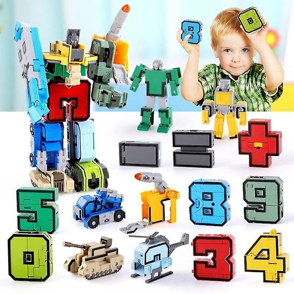 Montering Byggklossar Pedagogisk Montering Actionfigur Transformation Nummer Robot Deformation Robot Leksak För Barn 10 st Fjärrkontroll R