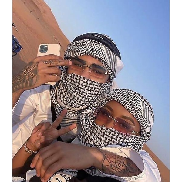 Keffiyeh Arabe Para Hombre Turbante Muslim Palestine Skjerf Saudi Arabisk Agal Sheik Gorros kostyme for menn