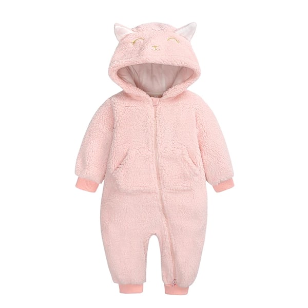 Babykläder för pojkar och flickor, huvtröja, tjock bomulls-polarfleece, dragkedja, jumpsuit, nyfödd, spädbarn, 3-18 månader 1 EU: 3-6m