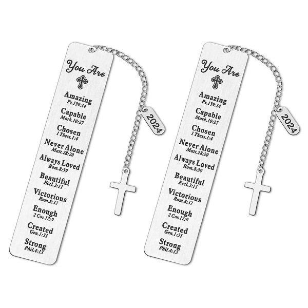 2PCS Christian Bookmarks Gifts, 2024 Christian Gifts Inspirational Bookmarks Greeting, Religious Ch