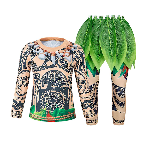 Moana Maui Cosplay Kostym för Pojkar Halloween Karneval Party Kostym Set