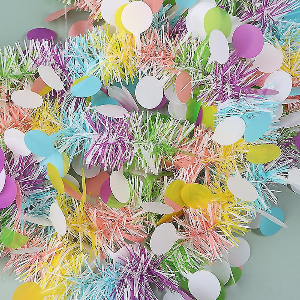 Pääsiäisseppeleet Stripe Tinsel Wreath Kevät Pääsiäinen Kodinsisustus Ornamentti Lahja