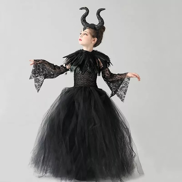 Maleficent-kostym för flickor, häxa och demon G